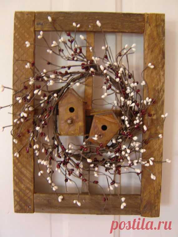 Tobacco Lath Window with Burgundy and White от theoldloghouse
