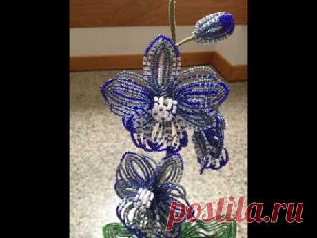 Синяя орхидея из бисера. Beaded orchid. Бисероплетение.