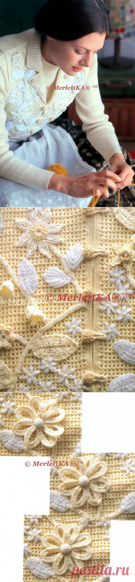 Жилетка с аппликациями ☆ вязание крючком