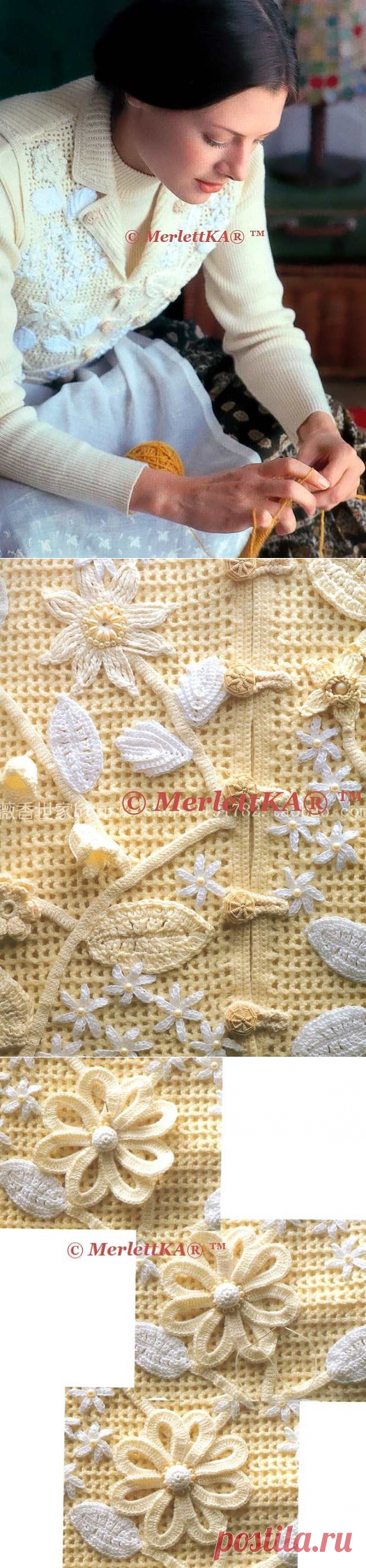 Жилетка с аппликациями ☆ вязание крючком