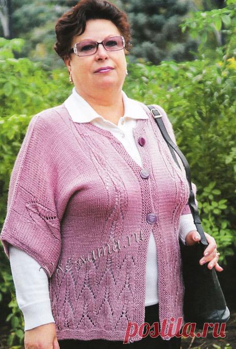Нарядный кардиган спицами для полных женщин - Вязание - Женский Мир