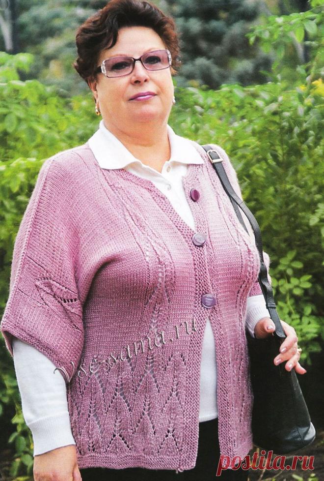 Нарядный кардиган спицами для полных женщин - Вязание - Женский Мир