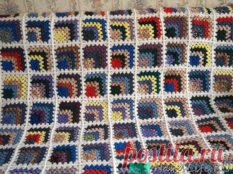 Мой плед " Бабушкин квадрат", связанный в прямом и обратном направлениях. / Вязание крючком