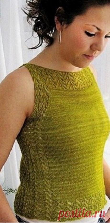 Легкий топ спицами, вяжем для летнего гардероба