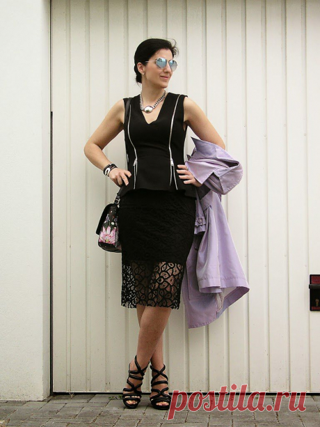 Tany et La Mode: Lavender and black lace (self-made trench coat) Lilás e renda preta (gabardine feita por mim)