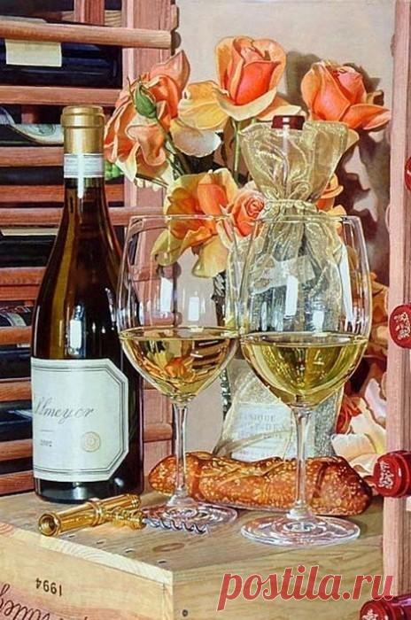 Акварели Eric Christensen цветы и вино