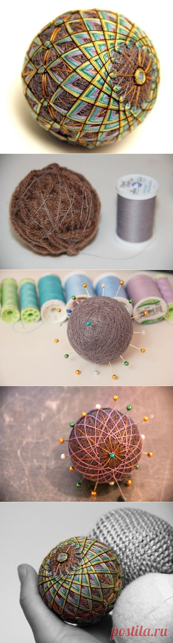 Искусство темари - вышивание красочных узоров на нитяных шариках