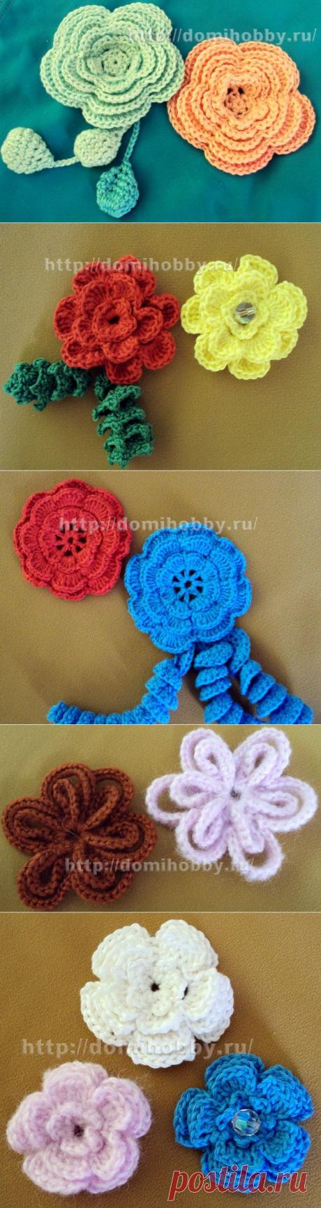 Миниатюрные цветы крючком