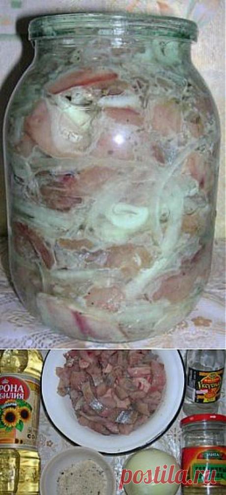 Сельдь в горчично-уксусной заливке.