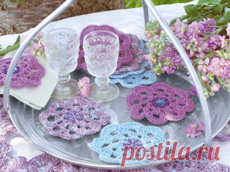 Подставки под чашки и бокалы. Крючком. / Verena.ru