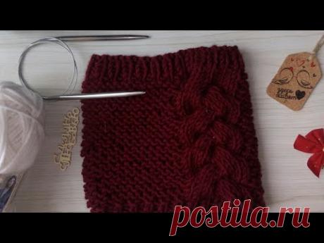 Снуд из толстой пряжи / Снуд с косой / Снуд косами