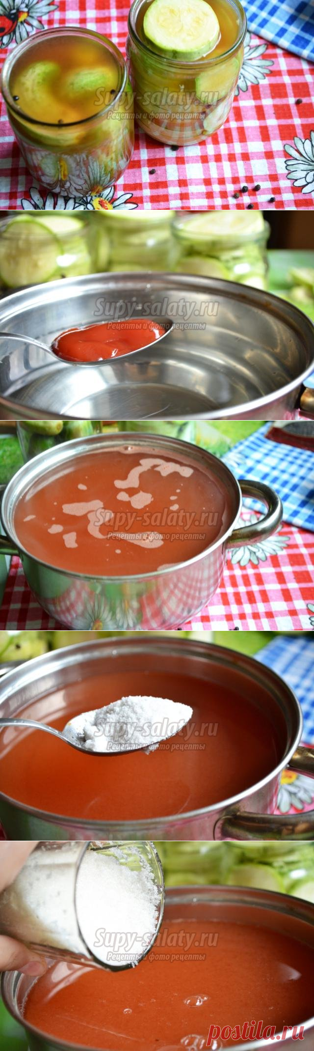 Маринованные огурцы и кабачки с кетчупом чили. Рецепт с пошаговыми фото