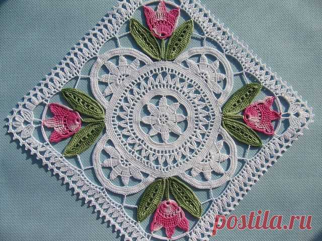 Tulpanduk by Anna-Lisa Safstroms (Denmark) 25*25cm Hook 1.00 Seam Anna 16 (Анна 16) #1233,#1472 VITA cotton PELICAN (330m/50g) #3951 big 03/03/2011 fin 29/05/2011 pic 014