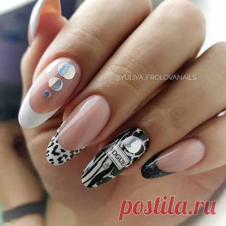 Черно-белый дизайн ногтей