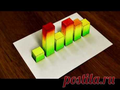 3D Рисунок Шкала Эквалайзера Как нарисовать Иллюзию 3D drawing scale Equalizer how to draw Illusion