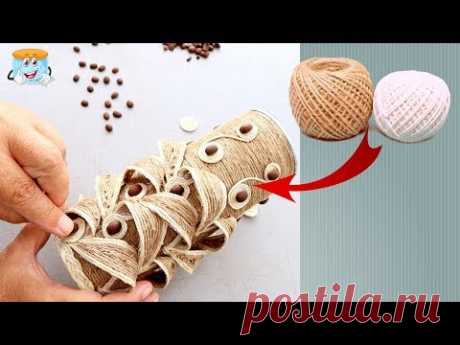 WONDERFUL IDEA FOR VASE FROM JUTE do it yourself. DIY