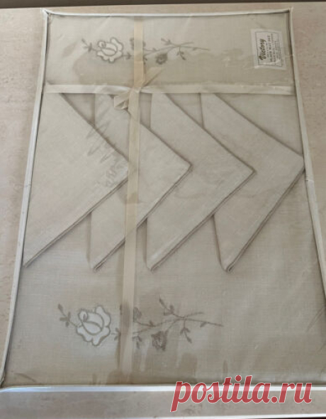 Vintage 100% Linen Placemat & Napkin Set of 4 Embroidered Flowers Floral NEW  | eBay Find many great new & used options and get the best deals for Vintage 100% Linen Placemat & Napkin Set of 4 Embroidered Flowers Floral NEW at the best online prices at eBay! Free shipping for many products!
