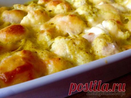 Почти лентяйская запеканка .Цветная капуста и тефтели