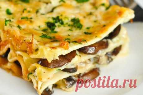 Домашняя лазанья с сыром и грибами, рецепт с фото — Вкусо.ру