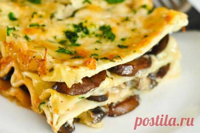 Домашняя лазанья с сыром и грибами, рецепт с фото — Вкусо.ру