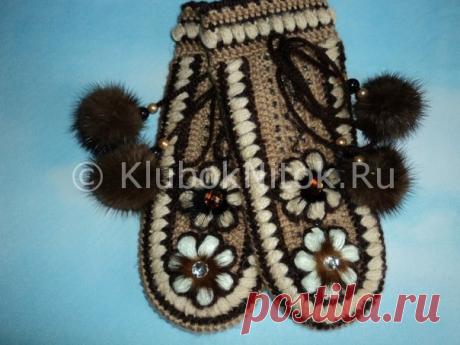 Красивые варежки крючком с цветочным рисунком (Вязание крючком) | Журнал Вдохновение Рукодельницы