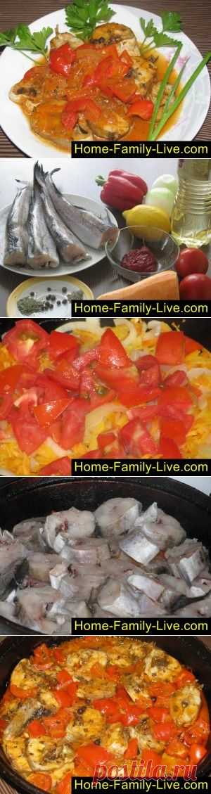 Тушеный минтай - пошаговый фоторецепт - рыба тушеная с овощамиКулинарные рецепты