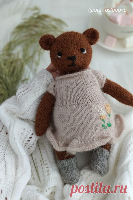 Вязаный мишка спицами. | Teddy bear, Teddy, Bear