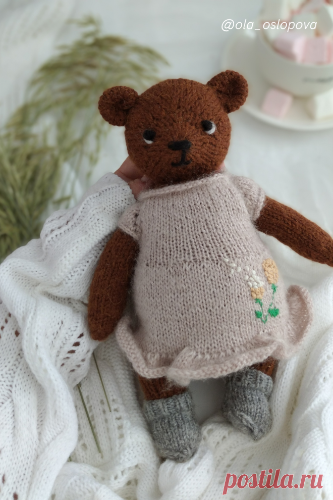Вязаный мишка спицами. | Teddy bear, Teddy, Bear