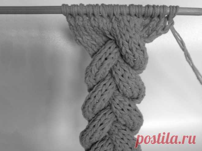 Повязка на голову в виде косы спицами | Knitting-Room