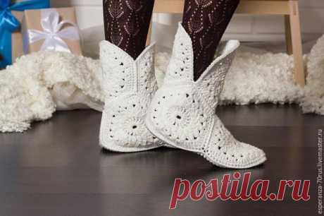 Милые домашние тапочки крючком.     

Автор: Esperanza-70rus