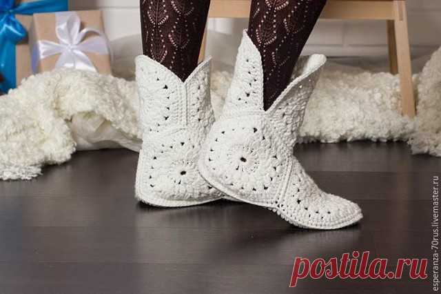 Милые домашние тапочки крючком.     

Автор: Esperanza-70rus