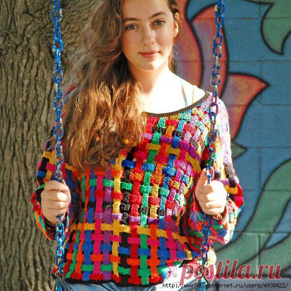 Джемпер. Многоцветное переплетение.