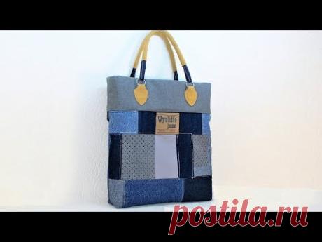 Сумка для покупок из лоскутов. Patchwork