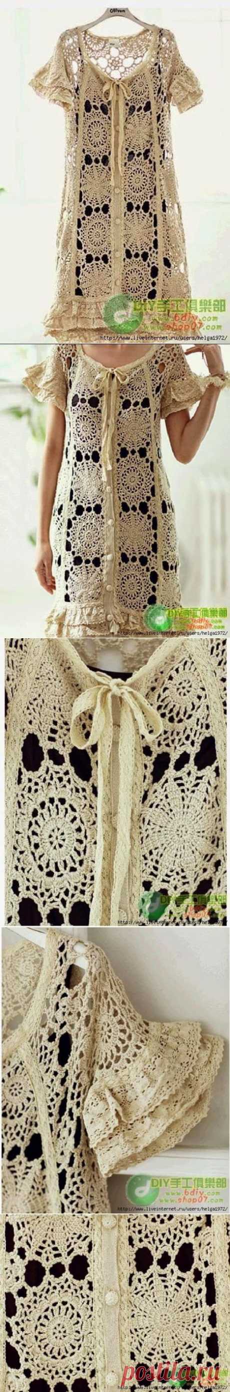 Irish crochet &amp;: Кружевное платье круглыми мотивами.Схемы.
