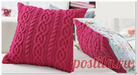 Чехол для подушки спицами. Как связать наволочку на подушку