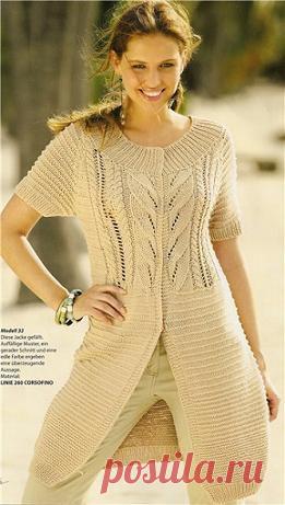 Нитка-клубок | Вязание модели и схемы | Длинный жакет с коротким рукавом
