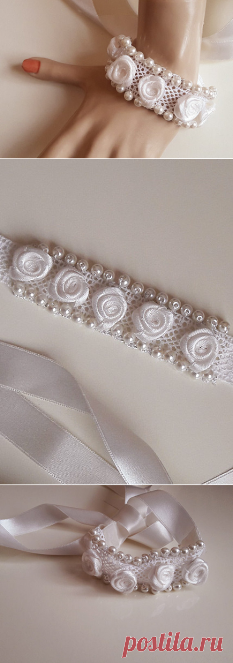 Ivory Pearl Glass Bracelet Lace Bracelet Rose Bracelet by selenayy #BridalBracelet #Pearl #Wedding #Bracelet #Bridal #weddingbracelet #lace #etsy #rosebracelet pearlbracelet #bride #rose #etsyfinds #weddingrosebracelet  #handmade #jewelry #women