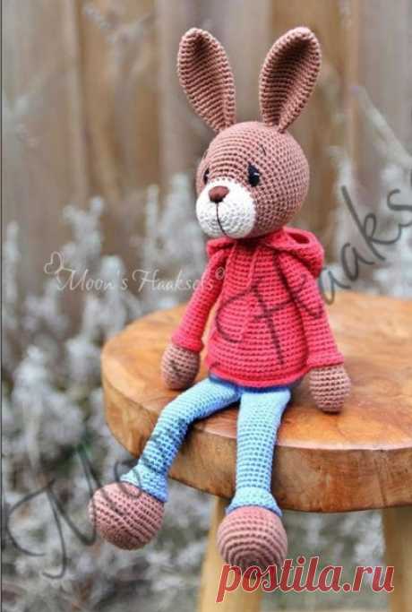 #зайцы_кроликиИД
Кролик в одежде
Автор - Moon's Haaksels
Перевод - @strana_amigurumia
Источник - https://vk.com/wall-202515574_1714