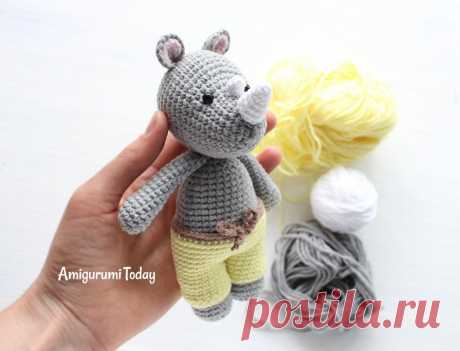 Носорог-обнимашка крючком: описание игрушки