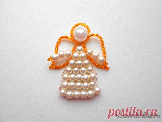 Рождественский Ангел из бисера Новогоднее украшение своими руками