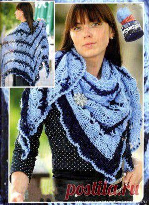 Двухцветная шаль крючком узором "ананас". Схемы. / Обсуждение на LiveInternet - Российский Сервис Онлайн-Дневников