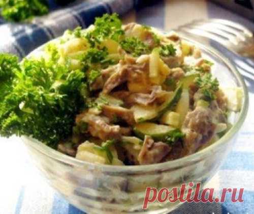 Салат с куриными желудками