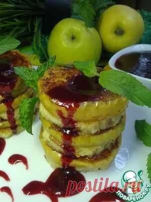 Гренки c печеными яблоками и вишневым соусом - кулинарный рецепт