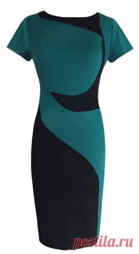 Ubling Womens Short Sleeve Colorblock Work Bodycon Pencil Dress Green at Amazon Women’s Clothing store: