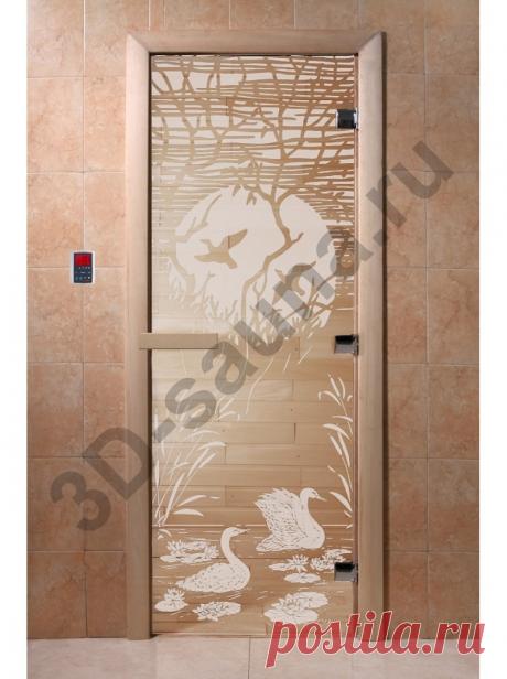 Дверь Лебединое озеро прозрачная 190х70 (по коробке)