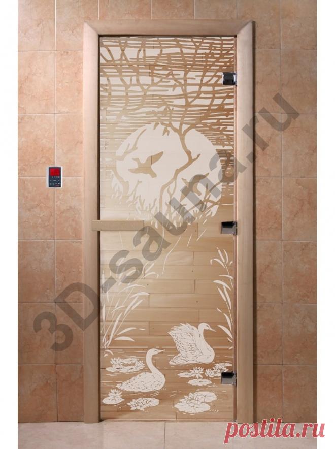 Дверь Лебединое озеро прозрачная 190х70 (по коробке)