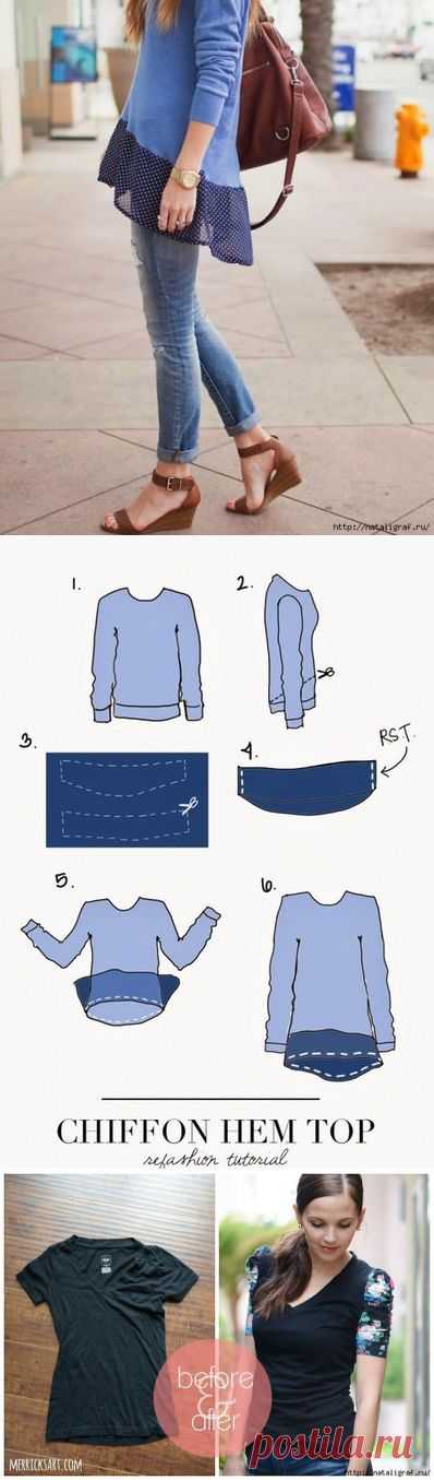 Две идеи переделки свитера или футболки / Футболки DIY / ВТОРАЯ УЛИЦА