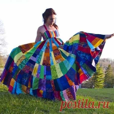 Custom String Theory Rainbow Festival Apron Dress