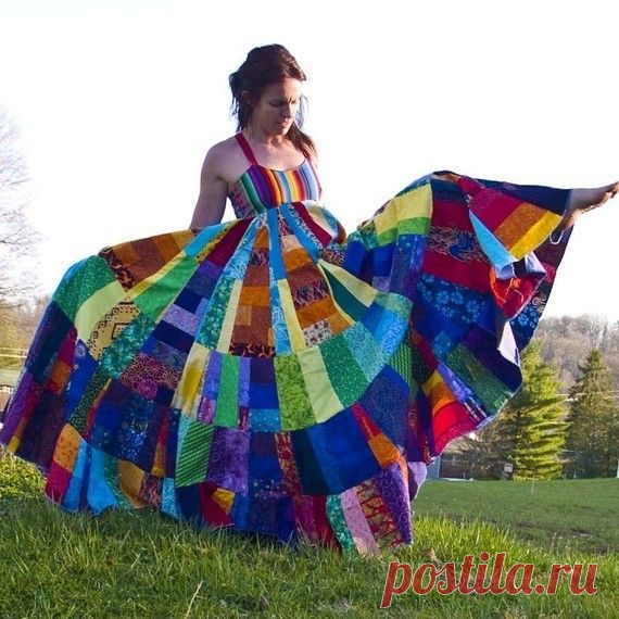 Custom String Theory Rainbow Festival Apron Dress