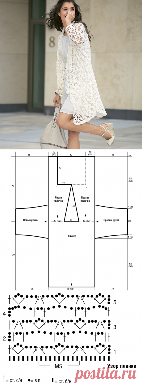 Белый кружевной кардиган - схема вязания крючком. Вяжем Кардиганы на Verena.ru